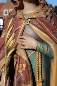 St. Barbara Statue en plaster polychrome, France 19th century