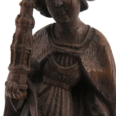 St. Barbara Statue  en Hand - Carved Wood , Belgium  18 th century