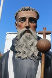 St. Benedict Statue en plaster polychrome, France 19th century