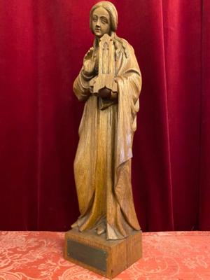 St. Cecilia By Antoon Van Bokhoven (1881-1959)  en Fully Hand - Carved  wood Oak, Netherlands  19 th century