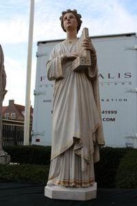 St. Cecilia Statue en PLASTER POLYCHROME, France 19th century