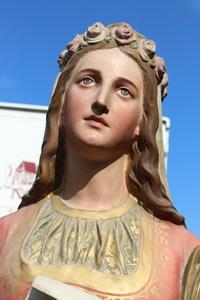 St. Cecilia Statue en plaster polychrome, France 19th century