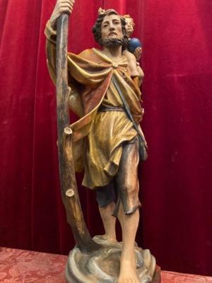 St. Christophorus  en Carved Wood Polychrome, Southern Germany 20th century