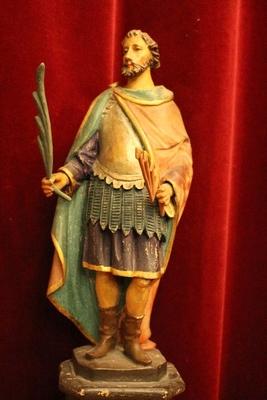 St. Donatus Statue en hand-carved wood polychrome, France 19th century