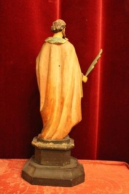 St. Donatus Statue en hand-carved wood polychrome, France 19th century