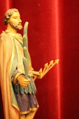 St. Donatus Statue en hand-carved wood polychrome, France 19th century