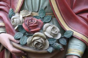 St. Elisabeth Statue en Terra-Cotta Polychrome, Belgium 19th century