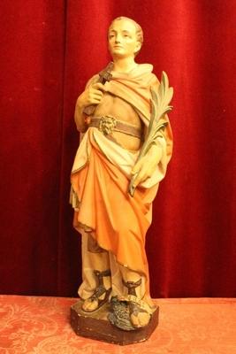 St. Expeditus Statue en Terra-Cotta polychrome, France 19th century