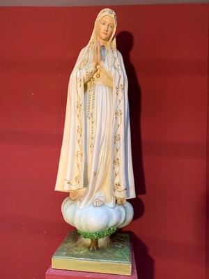 St. Fatima Statue Height 155 Cm ! en Plaster polychrome, Belgium 19th century