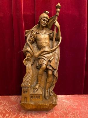 St. Florian Statue en Carved Wood , Southern Germany 20th century