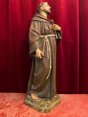 St. Francis Statue en Plaster polychrome / Glass Eyes, Olot Spain 20 th century ( Anno 1910 )