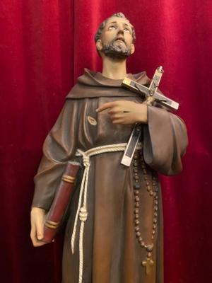 St. Francis Statue en Plaster polychrome / Glass Eyes, Olot Spain 20 th century ( Anno 1910 )