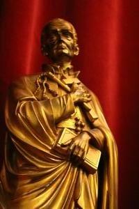 St. Gerardus Majella Statue en Bronze / Gilt, Belgium 19th century