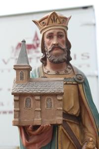 St. Henricus en Terra-Cotta polychrome, France 19th century