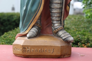 St. Henricus en Terra-Cotta polychrome, France 19th century