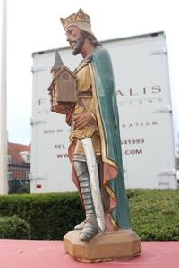 St. Henricus en Terra-Cotta polychrome, France 19th century