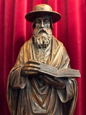 St. Hieronymus Statue en Hand - Carved Wood , Belgium  19 th century ( Anno 1865 )