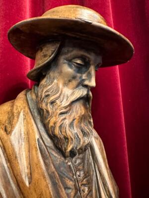 St. Hieronymus Statue en Hand - Carved Wood , Belgium  19 th century ( Anno 1865 )