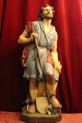 St. Isidorus en plaster polychrome, Dutch 19th century