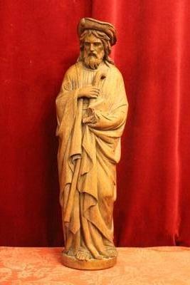 St. Jacobus  De Compostella  en hand-carved wood Oak, France 19th century ( anno about 1870 )