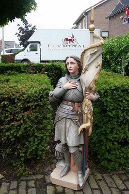 St. Jeanne D Arc Statue en plaster polychrome, France 19th century