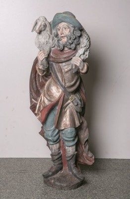 St. John Statue  en hand-carved wood polychrome, Southern Germany 20th Century