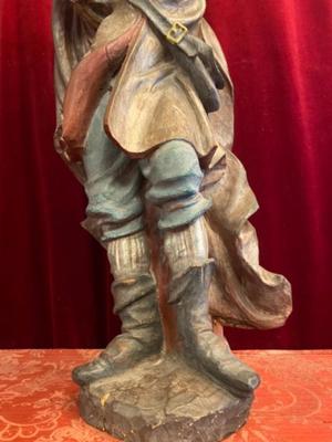 St. John Statue  en hand-carved wood polychrome, Southern Germany 20th Century