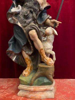 St. John The Baptist en hand-carved wood polychrome, Southern Germany 20th Century