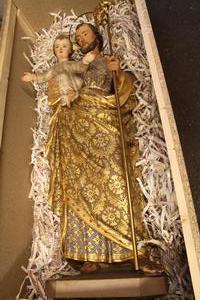 St Joseph Statue en wood polychrome, France 19th century