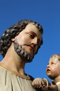 St. Joseph Statue en wood polychrome, Belgium 19th century