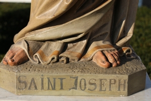 St. Joseph Statue en wood polychrome, Belgium 19th century