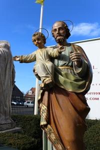 St. Joseph Statue en wood polychrome, France 19th century