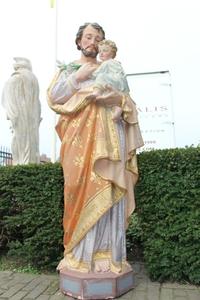 St. Joseph Statue en Terra-Cotta polychrome, France 19th century