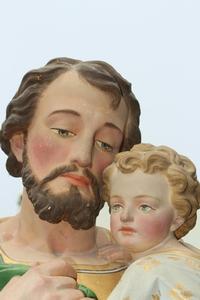 St. Joseph Statue en Terra-Cotta polychrome, France 19th century