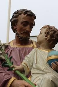 St. Joseph Statue en Terra-Cotta polychrome, France 19th century