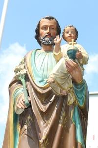 St. Joseph Statue en plaster polychrome, Belgium 19th century