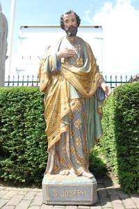 St. Joseph Statue en plaster polychrome, France 19th century