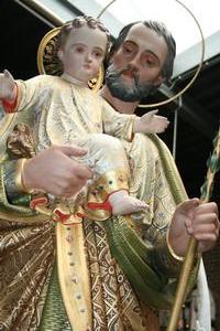 St. Joseph Statue en WOOD-PAP, FRANCE 19TH CENTURY