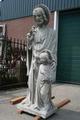 St. Joseph Statue More Than Life Size en Handcarved sandstone, Belgium 19th century