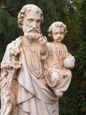 St. Joseph Statue Suitable For Outdoor en Cast - Iron, France 19th century ( anno 1890 )