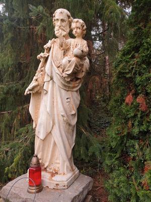 St. Joseph Statue Suitable For Outdoor en Cast - Iron, France 19th century ( anno 1890 )