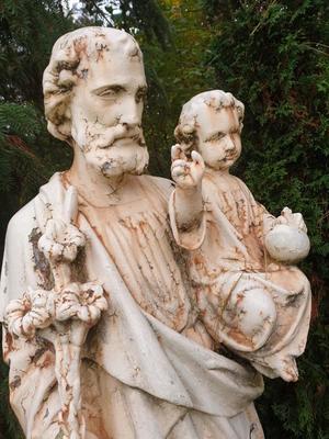 St. Joseph Statue Suitable For Outdoor en Cast - Iron, France 19th century ( anno 1890 )