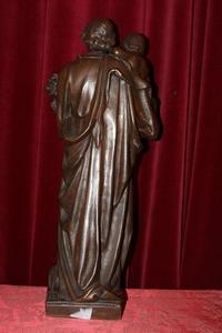 St. Joseph Statue. Weight: 21 Kgs ! en Bronze, Dutch 19th century