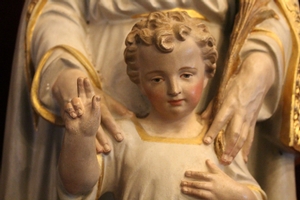 St. Joseph Statue With Child en Terra-Cotta polychrome, France 19th century