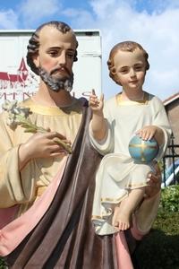 St. Joseph Statue With Child en plaster polychrome, France 19th century