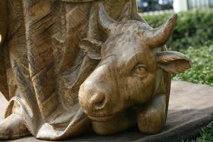 St. Lucas Statue en Handcarved Oak wood, Flemish 18th century