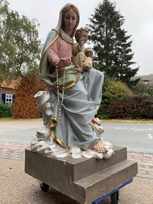 St. Mary And The Child  en Terra-Cotta Polychrome, France 19th century ( anno 1890 )