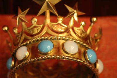 St. Mary Crown en Brass polished Gem Stones, France