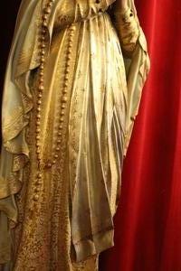 St. Mary Lourdes Statue en PLASTER POLYCHROME GLASS EYES, Belgium 19th century