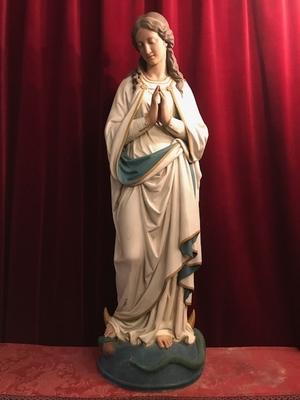 St. Mary Statue en plaster polychrome, Belgium 19th century ( anno 1890 )